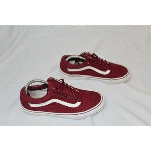 VANS OLD SKOOL Red CANVAS SUEDE WHITE MEN SZ 9.5